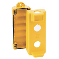 ALLEN BRADLEY 800E-P45 YELLOW PENDANT STATION WITH ONE HOLE IN FACE, ONE HOLE IN BOTTOM