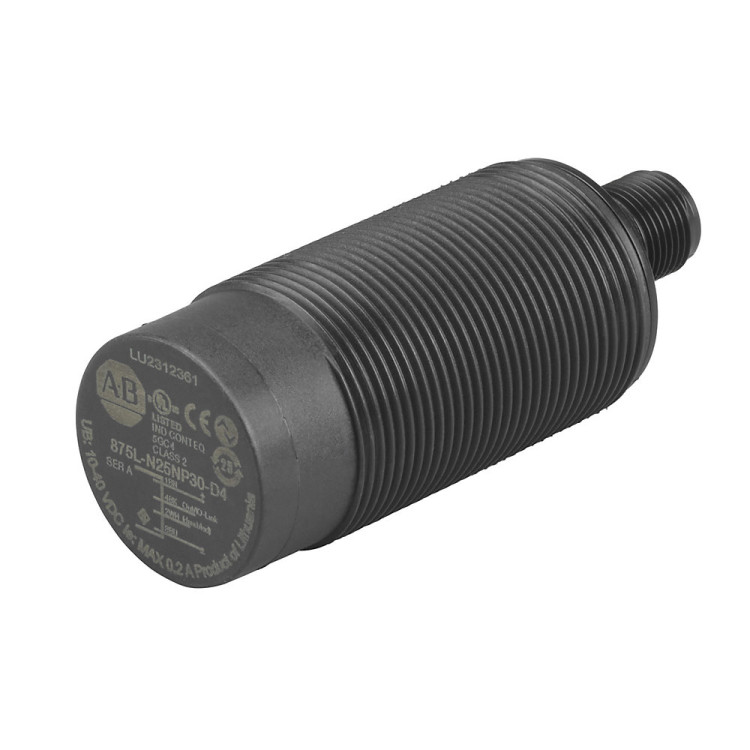 ALLEN BRADLEY 875CP-N20NP30-D4 CAPACITIVE PROXIMITY SENSORS, THREADED PLASTIC BARREL, DC, 3-WIRE, 30 MM DIA, UNSHIELDED, SENSING RANGE 20 MM, NO, PNP, 100 HZ SWITCHING FREQUENCY, QD 4 PIN MICRO ALLEN BRADLEY 875CP-N20NP30-D4 CAPACITIVE PROXIMITY SENSORS, THREADED PLASTIC BARREL, DC, 3-WIRE, 30 MM DIA, UNSHIELDED, SENSING RANGE 20 MM, NO, PNP, 100 HZ SWITCHING FREQUENCY, QD 4 PIN MICRO