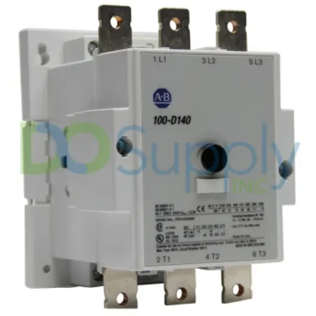 ALLEN BRADLEY 100-D140ED11 CONTACTOR, 75KW/400V, ELECTRONIC COIL 110.130 V AC / 110.130 V DC, 3 POLE, 1 N.O. + 1 N.C. AUXILIARY CONTACTS INSTALLED ALLEN BRADLEY 100-D140ED11 CONTACTOR, 75KW/400V, ELECTRONIC COIL 110.130 V AC / 110.130 V DC, 3 POLE, 1 N.O. + 1 N.C. AUXILIARY CONTACTS INSTALLED