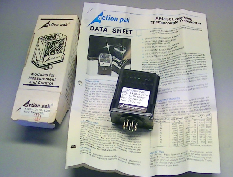 ACTION INSTRUMENTS 4150-1420N TRANSMITTER ACTION PAK POWER 120VAC IN 0-600F