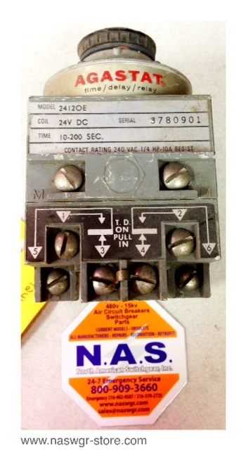 AGASTAT 2412OE TIMING RELAY ON-DELAY DPDT 24VDC 20-200SECOND AGASTAT 2412OE TIMING RELAY ON-DELAY DPDT 24VDC 20-200SECOND