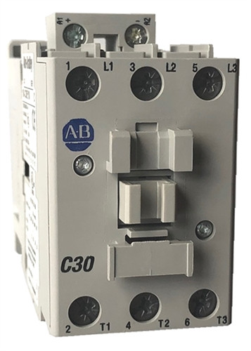 ALLEN BRADLEY 100-C30J00 CONTACTOR, SCREW TERMINALS, 15KW/400V, COIL 2 TERMINALS, COIL TERMINALS AT LINE SIDE, CONTROL VOLTAGE 24V 60HZ, NO AUXILIARY CONTACT, SINGEL PACK
