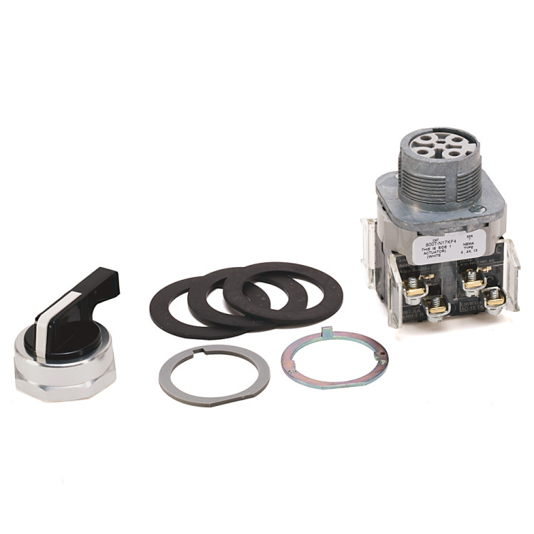 ALLEN BRADLEY 800T-N17KF4B 30.5MM TYPE 4/13 4 POS. SEL. SWITCH-NON-ILLUM., WHITE, KNOB LEVER MAINT. ALLEN BRADLEY 800T-N17KF4B 30.5MM TYPE 4/13 4 POS. SEL. SWITCH-NON-ILLUM., WHITE, KNOB LEVER MAINT.
