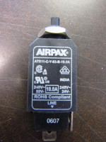 AIRPAX ATR11-W-Y-63-BB-0-N-10.0A MIN QTY 100 THERMAL CIRCUIT-BREAKER; SERIES:ATR11; VOLTAGE RATINGVDC:50V; VOLTAGE RATINGVAC:240V; CURRENT RATING:10A; NO. OF POLES:1; ACTUATION:PUSH-T