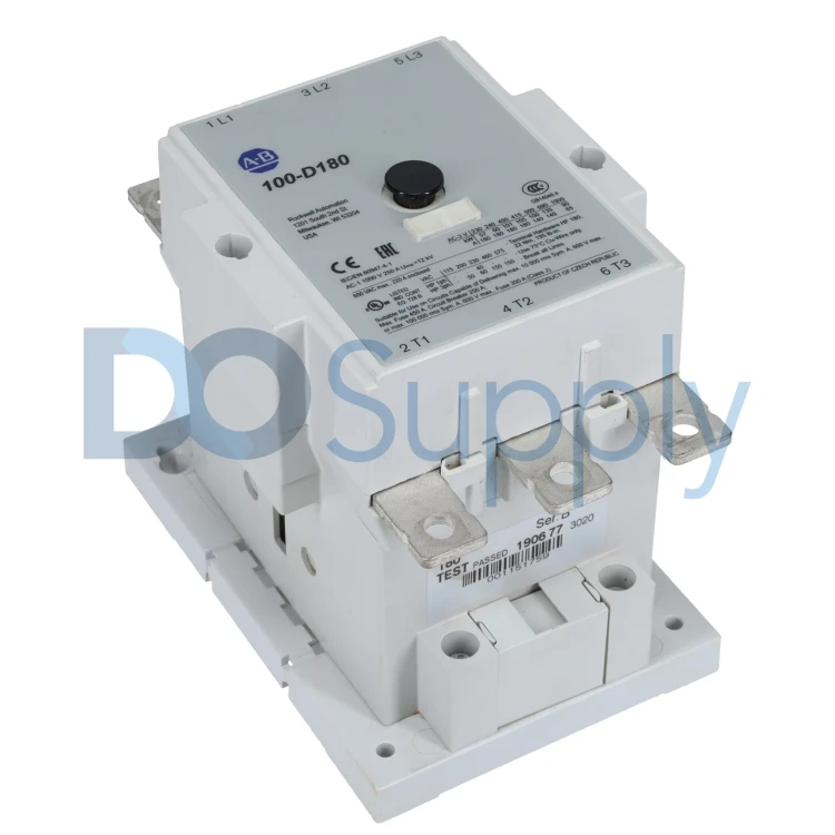 ALLEN BRADLEY 100-D180ED00 CONTACTOR, 90KW/400V, ELECTRONIC COIL 110.130 V AC / 110.130 V DC, 3 POLE, NO AUXILIARY CONTACTS ALLEN BRADLEY 100-D180ED00 CONTACTOR, 90KW/400V, ELECTRONIC COIL 110.130 V AC / 110.130 V DC, 3 POLE, NO AUXILIARY CONTACTS