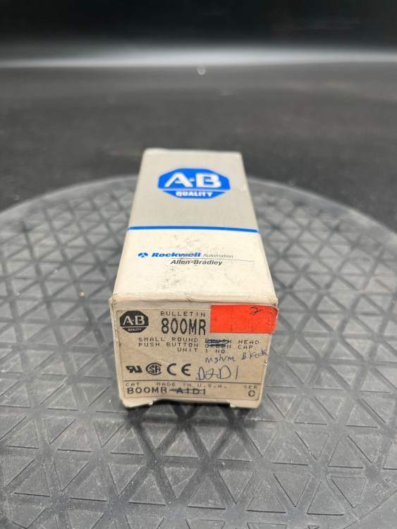 ALLEN BRADLEY 800MR-D2D1 800MR MOMENTARY CONTACT PUSH BUTTON UNITS, NON-ILLUMINATED, MUSHROOM HEAD, BLACK, 1 N.O., STAB TERMINALS ALLEN BRADLEY 800MR-D2D1 800MR MOMENTARY CONTACT PUSH BUTTON UNITS, NON-ILLUMINATED, MUSHROOM HEAD, BLACK, 1 N.O., STAB TERMINALS
