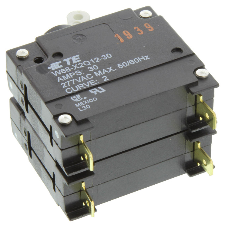 CIRCUIT BREAKER, HYD-MAG, 2P, 277V, 30A; INPUT VOLTAGE VAC:277V; NO. OF POLES:2; CURRENT RATING:30A; INTERRUPTING CAPACITY:2.5KA; DIELECTRIC STRENGTH: