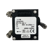AIRPAX IEGH6617220001V CIRCUIT BREAKER, HYD-MAG, 2P, 240V, 20A; INPUT VOLTAGE VAC:240V; NO. OF POLES:2; CURRENT RATING:20A; INTERRUPTING CAPACITY:7.5KA; DIELECTRIC STRENGTH: