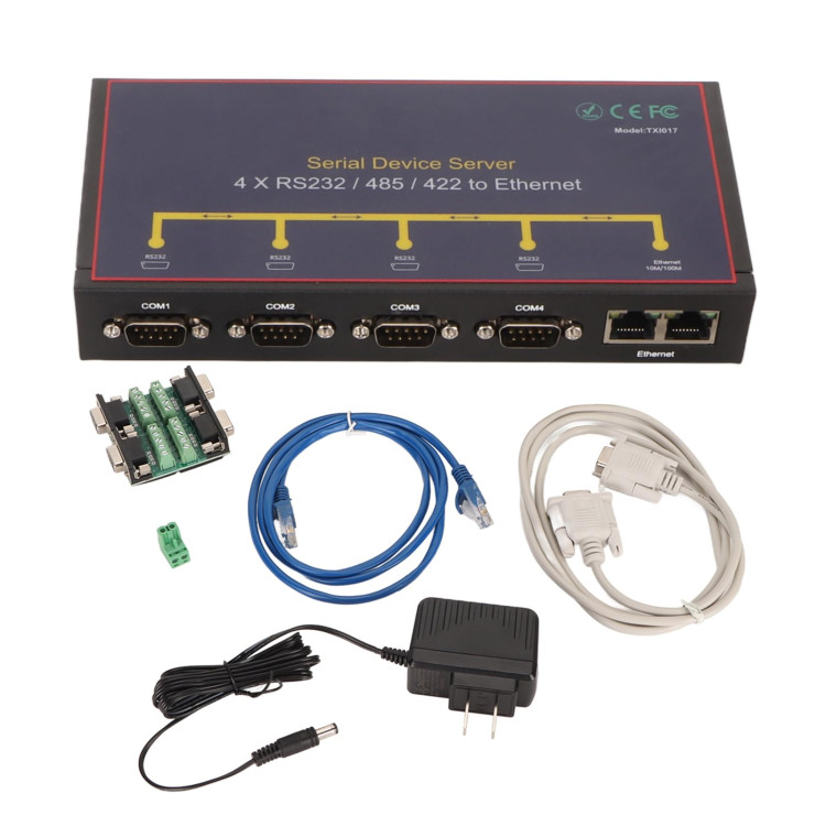 4 port RS485/422 to Ethernet(10M/100M), DC5V, wall mounting