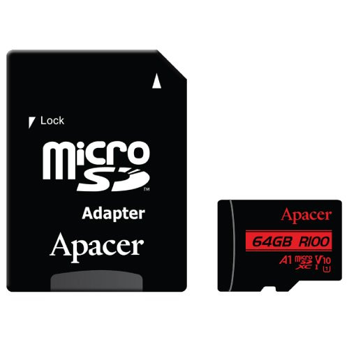 Носитель microSD 64GB Apacer microSDHC   AP64GMCSX10U1-R