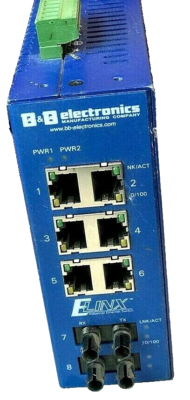 B&B ELECTRONICS EIR308-2ST ETHERNET SWITCH 6 COPPER AND 2 MULTI-MODE ST FIBER PORTS B&B ELECTRONICS EIR308-2ST ETHERNET SWITCH 6 COPPER AND 2 MULTI-MODE ST FIBER PORTS