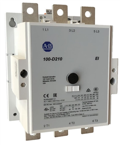 ALLEN BRADLEY 100-D210ED11 CONTACTOR, 110KW/400V, ELECTRONIC COIL 110.130 V AC / 110.130 V DC, 3 POLE, 1 N.O. + 1 N.C. AUXILIARY CONTACTS INSTALLED ALLEN BRADLEY 100-D210ED11 CONTACTOR, 110KW/400V, ELECTRONIC COIL 110.130 V AC / 110.130 V DC, 3 POLE, 1 N.O. + 1 N.C. AUXILIARY CONTACTS INSTALLED
