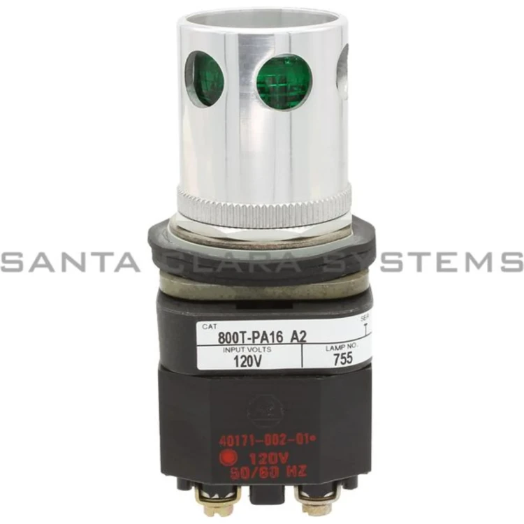 ALLEN BRADLEY 800T-PA16GA2 PUSHBUTTON ILLUMIN GREEN INCAND W/GUARD 120VAC 2NO ALLEN BRADLEY 800T-PA16GA2 PUSHBUTTON ILLUMIN GREEN INCAND W/GUARD 120VAC 2NO