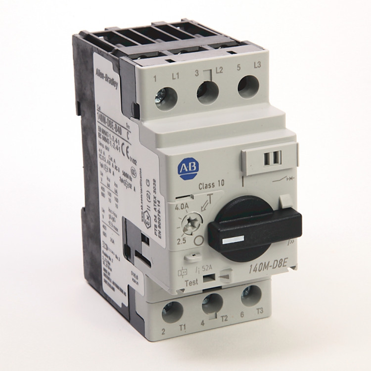 ALLEN BRADLEY 140M-D8E-B40 CIRCUIT BREAKER FOR MOTOR PROTECTION MPCB, SCREW TERMINALS, D-FRAME, 3 POLE, IE 4A, HIGH BREAK, FIXED MAGNETIC TRIP 13 X IE / ADJUSTABLE THERMAL, 2.5.4.0A, SINGLE PACK ALLEN BRADLEY 140M-D8E-B40 CIRCUIT BREAKER FOR MOTOR PROTECTION MPCB, SCREW TERMINALS, D-FRAME, 3 POLE, IE 4A, HIGH BREAK, FIXED MAGNETIC TRIP 13 X IE / ADJUSTABLE THERMAL, 2.5.4.0A, SINGLE PACK