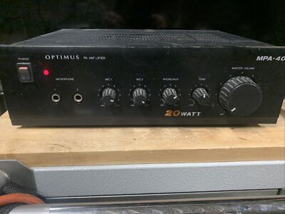 OPTIMUS AMPLIFIER MPA-40 PA SYSTEM 20WATT 2INPUT OPTIMUS AMPLIFIER MPA-40 PA SYSTEM 20WATT 2INPUT