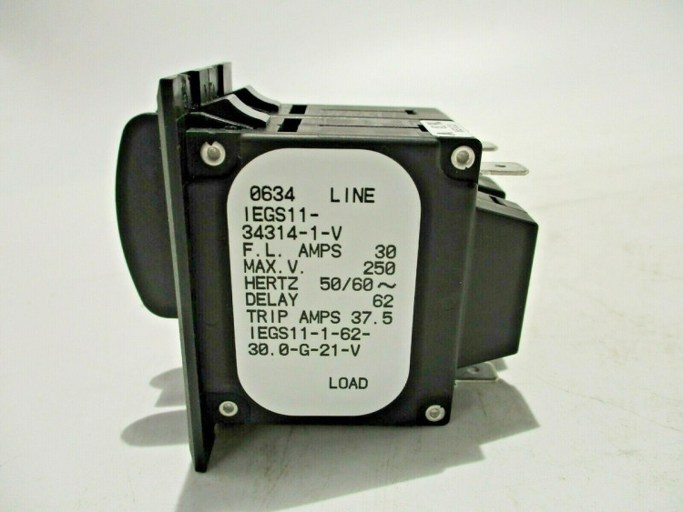 AIRPAX IELBX1172300M3V CIRCUIT PROTECTOR, HYD-MAG, 1P, 250V 30A; INPUT VOLTAGE VAC:250V; NO. OF POLES:1; CURRENT RATING:30A; INTERRUPTING CAPACITY:7.5KA; DIELECTRIC STRENGTH AIRPAX IELBX1172300M3V CIRCUIT PROTECTOR, HYD-MAG, 1P, 250V 30A; INPUT VOLTAGE VAC:250V; NO. OF POLES:1; CURRENT RATING:30A; INTERRUPTING CAPACITY:7.5KA; DIELECTRIC STRENGTH