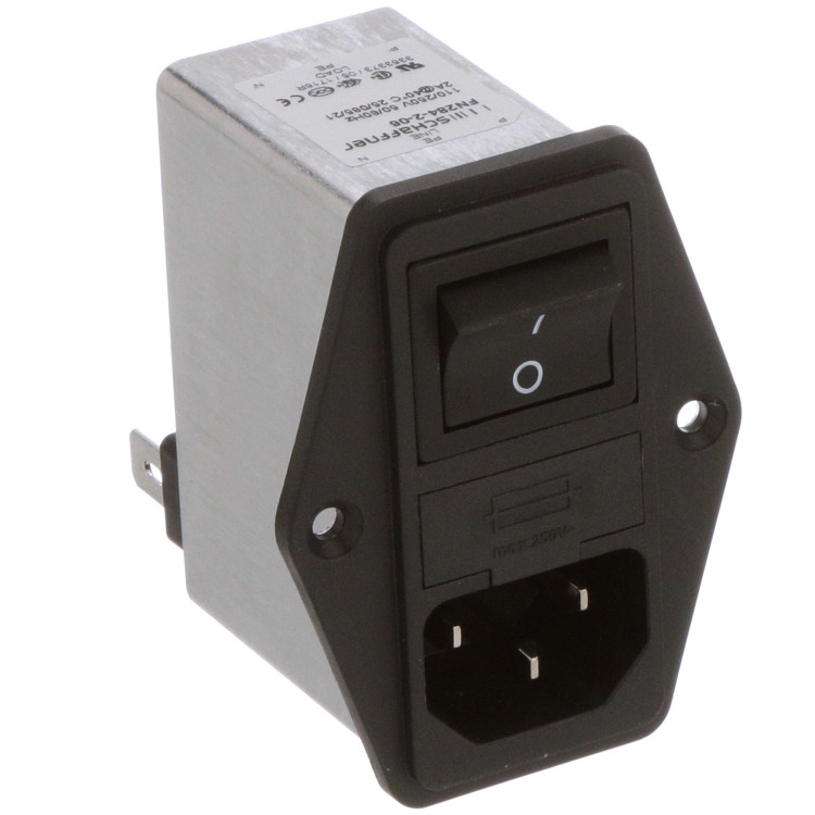 POWER ENTRY MODULE; SERIES:FN280; GENDER:PLUG; VOLTAGE RATING:250V AC; CURRENT RATING:6A; CONNECTOR MOUNTING:PANEL; CONTACT TERMINATION:QUICK CONNECT;