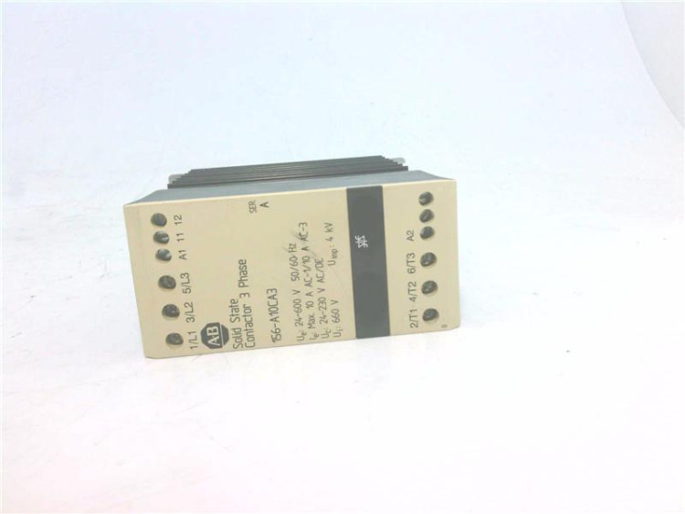 ALLEN BRADLEY 156-A10CA3 156 SOILD STATE CONTACTOR, 10 AMPERES, LINE VOLTAGE 24-480V AC, CONTROL VOLTAGE 24-230 V AC/DC, THREE PHASE ALLEN BRADLEY 156-A10CA3 156 SOILD STATE CONTACTOR, 10 AMPERES, LINE VOLTAGE 24-480V AC, CONTROL VOLTAGE 24-230 V AC/DC, THREE PHASE