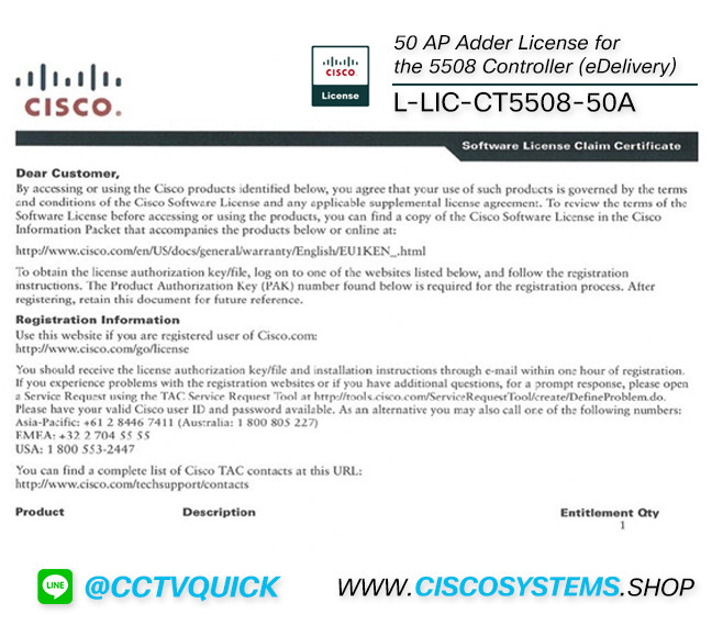50 AP Adder License for the 5508 Controller 50 AP Adder License for the 5508 Controller