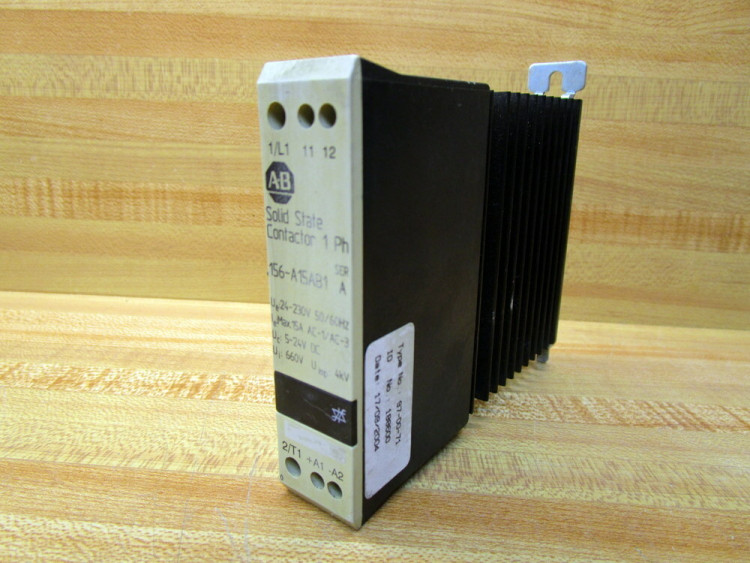 ALLEN BRADLEY 156-A15AB1 156 SOILD STATE CONTACTOR, 20 AMPERES, LINE VOLTAGE 24-230V AC, CONTROL VOLTAGE 5-24 V DC, SINGLE PHASE