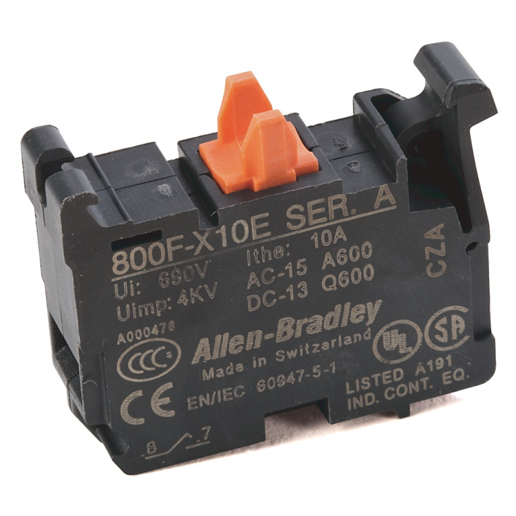 ALLEN BRADLEY 800F-X10E 22.5MM PB LATCH MOUNT, SCREW CONTACT BLOCK, 1 N.O.E.M. ALLEN BRADLEY 800F-X10E 22.5MM PB LATCH MOUNT, SCREW CONTACT BLOCK, 1 N.O.E.M.