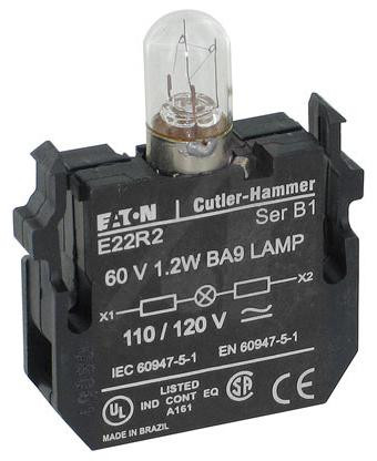 EATON CORPORATION E22-R2 LIGHT MODULE 120V W T3 1 4 BAY.BASE LAMP EATON CORPORATION E22-R2 LIGHT MODULE 120V W T3 1 4 BAY.BASE LAMP