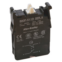 ALLEN BRADLEY 800F-X11D 22.5MM PB LATCH MOUNT, SCREW CONTACT BLOCK, 1 N.O. 1 N.C. DOUBLE CIRCUIT