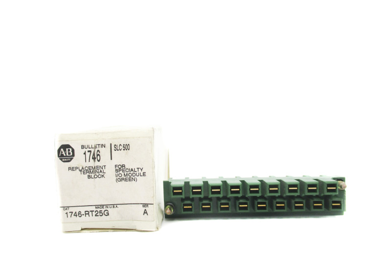 ALLEN BRADLEY 1746-RT25G REPLACEMENT TERMINAL BLOCK (GREEN) USED WITH SPECIALTY I/O MODULES ALLEN BRADLEY 1746-RT25G REPLACEMENT TERMINAL BLOCK (GREEN) USED WITH SPECIALTY I/O MODULES