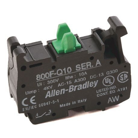 ALLEN BRADLEY 800F-MX11 METAL LATCH AND CONTACT BLOCK, WITH SCREW TERMINALS, 1 N.O., 1 N.C., STANDARD BLOCKS ALLEN BRADLEY 800F-MX11 METAL LATCH AND CONTACT BLOCK, WITH SCREW TERMINALS, 1 N.O., 1 N.C., STANDARD BLOCKS