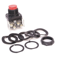 ALLEN BRADLEY 800H-BR6A 30.5MM TYPE 4/4X/13 MOM. CONTACT PB, NON-ILLUM., RED, EXTENDED HD, 1 NO-1 NC
