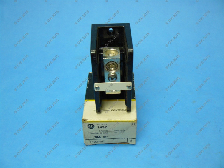 ALLEN BRADLEY 1492-BE 1492 POWER BLOCK, STANDARD FEED-THROUGH/SPLICER BLOCK, 1-POLE, ALUMINUM, 1 OPENING LINE SIDE, 1 OPENING LOAD SIDE, 255 AMPS ALLEN BRADLEY 1492-BE 1492 POWER BLOCK, STANDARD FEED-THROUGH/SPLICER BLOCK, 1-POLE, ALUMINUM, 1 OPENING LINE SIDE, 1 OPENING LOAD SIDE, 255 AMPS