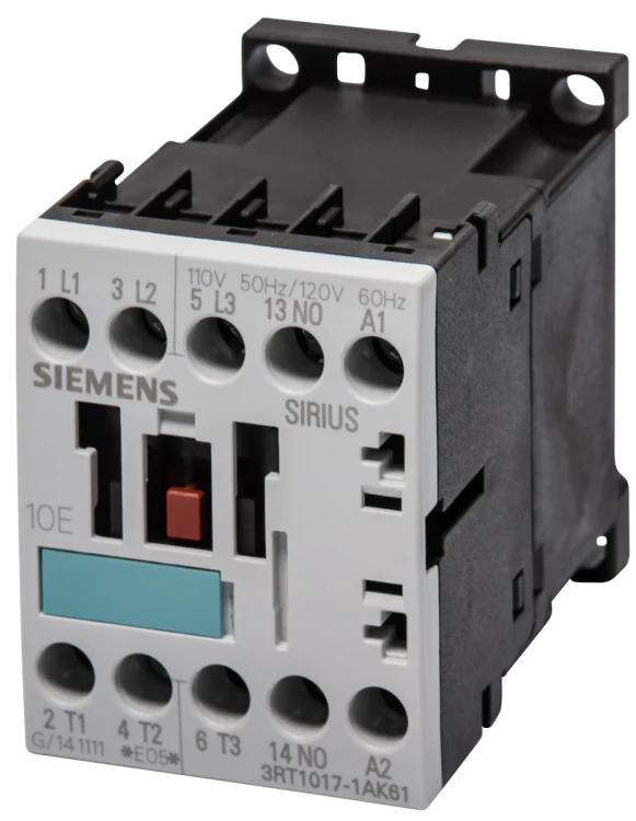 SIEMENS 3RT1017-1AK61 CONTACTOR, AC-3, 5,5KW/400V, 1S, AC 110V 50 HZ/120V 60 HZ, 3 PIN, BGR. S00, SCREW CONNECTION SIEMENS 3RT1017-1AK61 CONTACTOR, AC-3, 5,5KW/400V, 1S, AC 110V 50 HZ/120V 60 HZ, 3 PIN, BGR. S00, SCREW CONNECTION