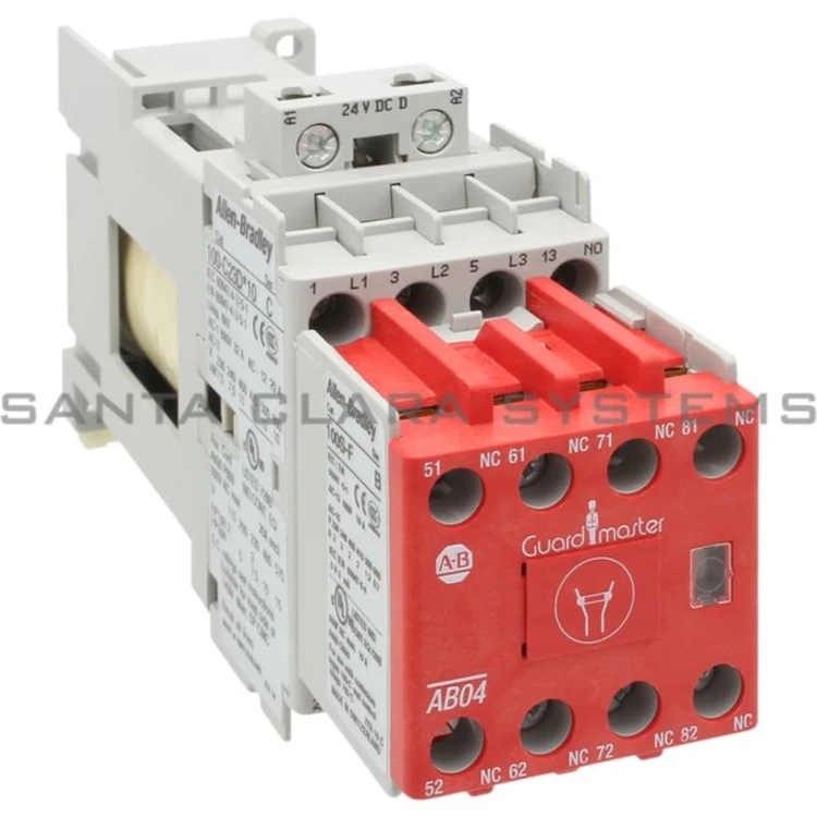 ALLEN BRADLEY 100S-C23DJ14BC SAFETY CONTACTOR, COIL 24VDC WITH DIODE, 3 MAIN POLES, 1 STANDARD AND 4 BIFURCATED AUX. CONTACTS