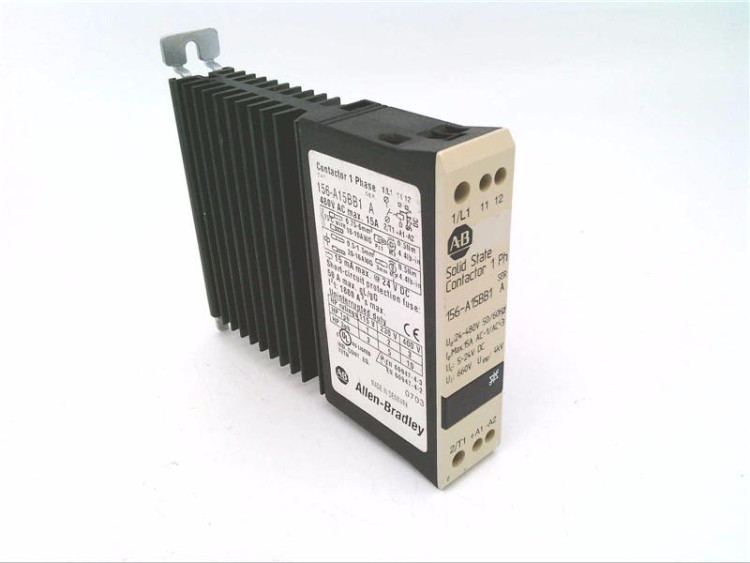 ALLEN BRADLEY 156-A15BB1 156 SOILD STATE CONTACTOR, 20 AMPERES, LINE VOLTAGE 24-480V AC, CONTROL VOLTAGE 5-24 V DC, SINGLE PHASE ALLEN BRADLEY 156-A15BB1 156 SOILD STATE CONTACTOR, 20 AMPERES, LINE VOLTAGE 24-480V AC, CONTROL VOLTAGE 5-24 V DC, SINGLE PHASE
