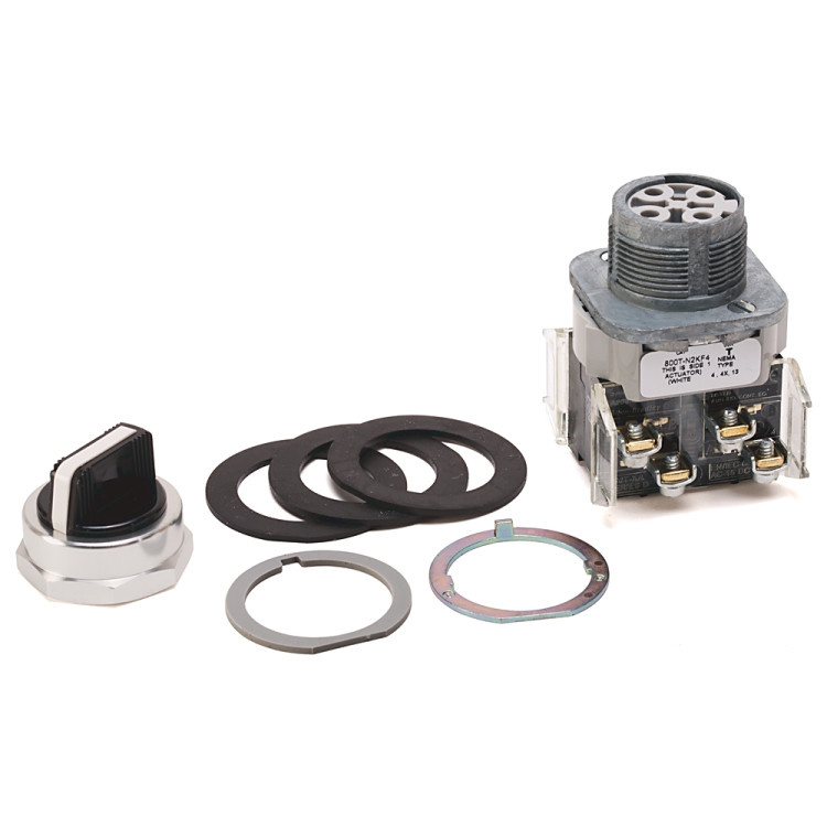 ALLEN BRADLEY 800T-N2KF4C 30.5MM TYPE 4/13 4 POS. SEL. SWITCH-NON-ILLUM., WHITE, STD. KNOB MAINT.