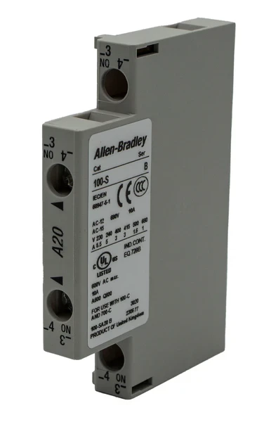 ALLEN BRADLEY 100-SA20 AUXILIARY CONTACT BLOCK, TO BULLETIN 100-C - CONTACTORS, SIDE MOUNTING, 2-POLE, 2 N.O. ALLEN BRADLEY 100-SA20 AUXILIARY CONTACT BLOCK, TO BULLETIN 100-C - CONTACTORS, SIDE MOUNTING, 2-POLE, 2 N.O.