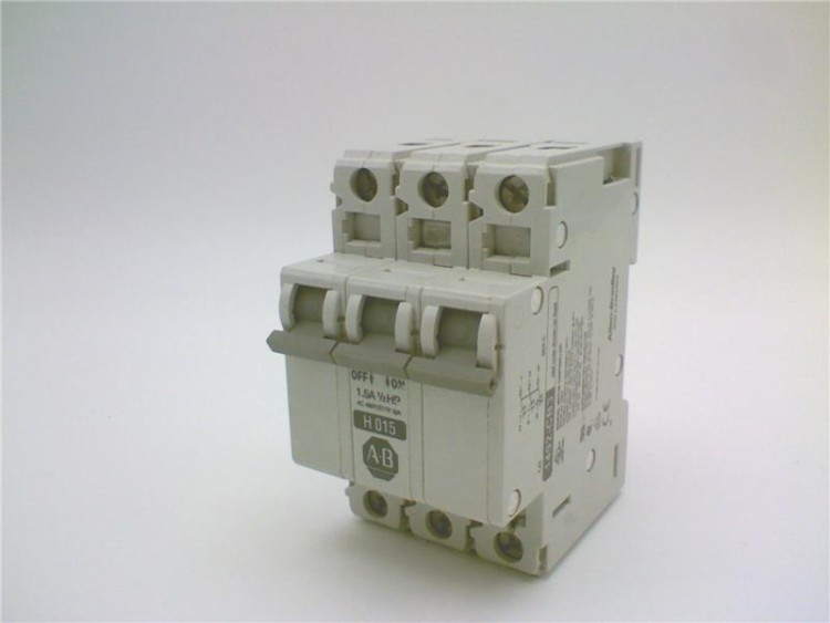 ALLEN BRADLEY 1492-CB-3-H-015 1492 ENERGY LIMITING MINIATURE CIRCUIT BREAKER, 3 POLES, MAGNETIC TRIP RANGE 12...20 X RATED CURRENT (AC), 1.5 A ALLEN BRADLEY 1492-CB-3-H-015 1492 ENERGY LIMITING MINIATURE CIRCUIT BREAKER, 3 POLES, MAGNETIC TRIP RANGE 12...20 X RATED CURRENT (AC), 1.5 A