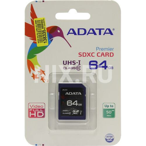 Носитель Флеш карта SDXC 64Gb   ASDX64GUICL10-R