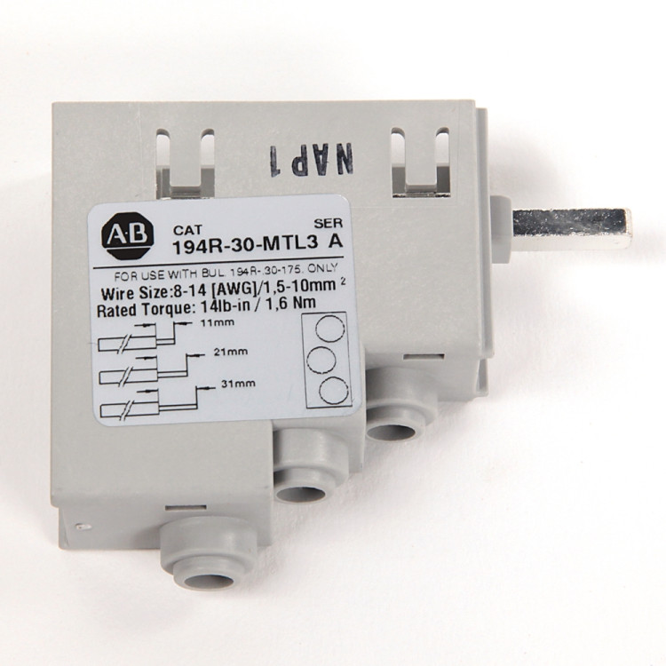 ALLEN BRADLEY 194R-30-MTL3 30 A 3 AWG/6 AWG WIRE MULTI-TAP LUG ALLEN BRADLEY 194R-30-MTL3 30 A 3 AWG/6 AWG WIRE MULTI-TAP LUG