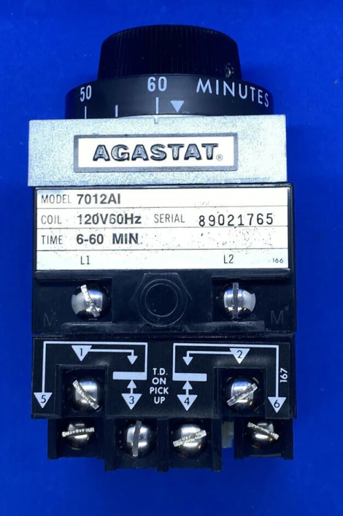 AGASTAT E7012AIMC2003002 TIMING RELAY ON DELAY 2POLE 6-60MINUTE 120VAC COIL