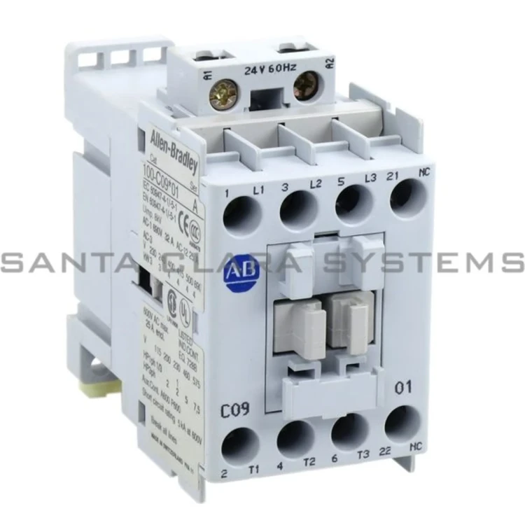 ALLEN BRADLEY 100-C09J01 CONTACTOR, SCREW TERMINALS, 4KW/400V, COIL 2 TERMINALS, COIL TERMINALS AT LINE SIDE, CONTROL VOLTAGE 24V 60HZ, 1 N.C. AUXILIARY CONTACT, SINGEL PACK ALLEN BRADLEY 100-C09J01 CONTACTOR, SCREW TERMINALS, 4KW/400V, COIL 2 TERMINALS, COIL TERMINALS AT LINE SIDE, CONTROL VOLTAGE 24V 60HZ, 1 N.C. AUXILIARY CONTACT, SINGEL PACK