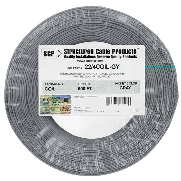 CABLE PER FOOT MULTI-CONDUCTOR 22AWG 4C GRAY