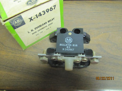 ALLEN BRADLEY X-143967 OVERLOAD RELAY LEFT HAND SIZE-3 W/RESET ALLEN BRADLEY X-143967 OVERLOAD RELAY LEFT HAND SIZE-3 W/RESET