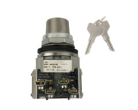 ALLEN BRADLEY 800T-N61KF4B 30.5MM TYPE 4/13 4 POS. CYL. LOCK SEL. SWITCH, MAINT., KEY REMOVAL ALL POSITIONS, D018 (STD. KEY)
