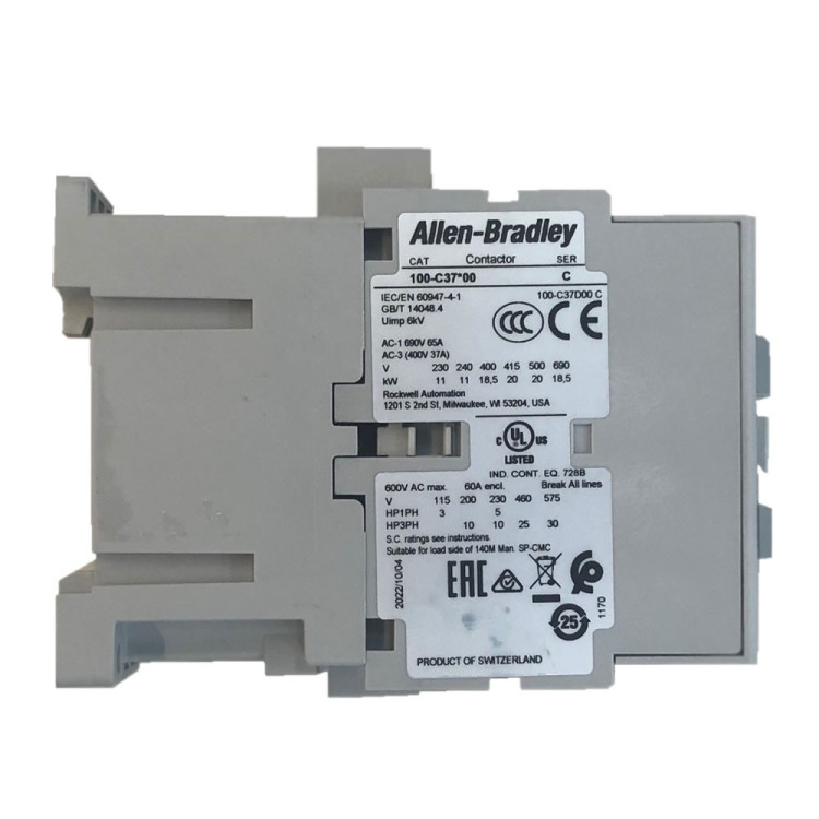 ALLEN BRADLEY 100-C37KG00 CONTACTOR,NON-REVERSING 600V MAX 37 AMP MAX ALLEN BRADLEY 100-C37KG00 CONTACTOR,NON-REVERSING 600V MAX 37 AMP MAX