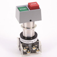 ALLEN BRADLEY 800H-DPH16AAXX64 HAZARDOUS LOCATION TYPE 7 9 DUAL PUSH BUTTON, STANDARD BARREL LENGTH, HORIZONTAL, LEFT GREEN FLUSH / RIGHT RED EXTENDED, 1 N.O. - 1 N.C., START, STOP