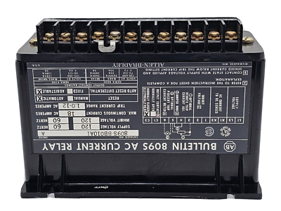 ALLEN BRADLEY 809S-BB010A1 CURRENT RELAY SOLID STATE AC 1-12AMP 600V NC