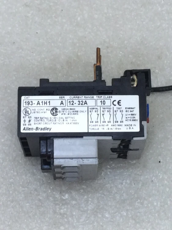 ALLEN BRADLEY 193-A1H1 RELAY,OVERLOAD 600V AC MAX ALLEN BRADLEY 193-A1H1 RELAY,OVERLOAD 600V AC MAX