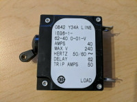 AIRPAX IEG617215001V CIRCUIT BREAKER, HYD-MAG, 1P, 240V, 15A; INPUT VOLTAGE VAC:240V; NO. OF POLES:1; CURRENT RATING:15A; INTERRUPTING CAPACITY:7.5KA; DIELECTRIC STRENGTH:
