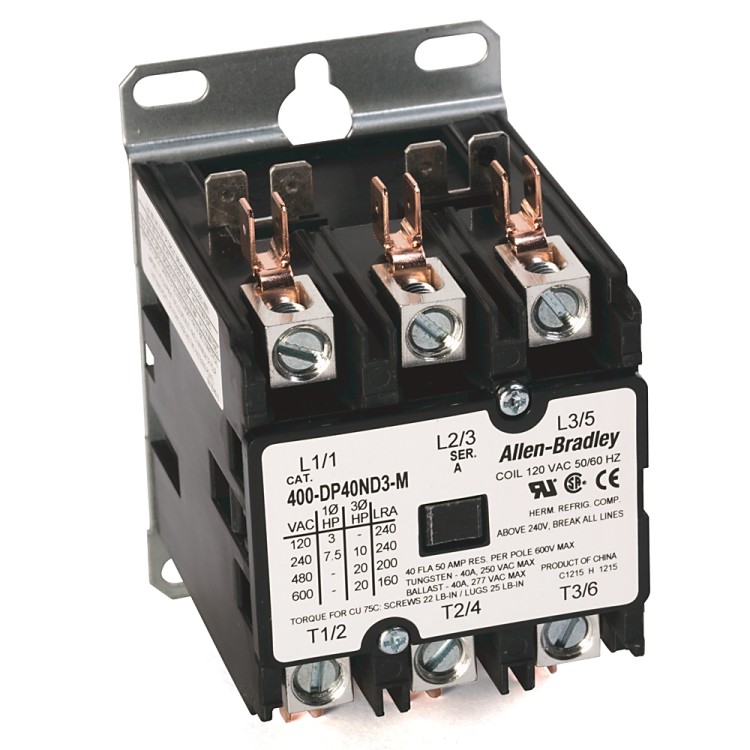 ALLEN BRADLEY 400-DP40ND3 400 DEFINITE PURPOSE CONTACTOR, 40A, 120V 50/60HZ, 3 POLES